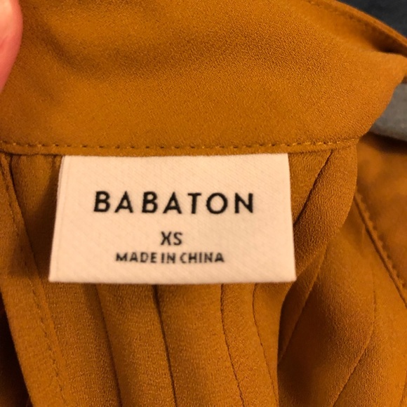 Aritzia Babaton Babydoll Blouse with pleats - caramel - Picture 5 of 12